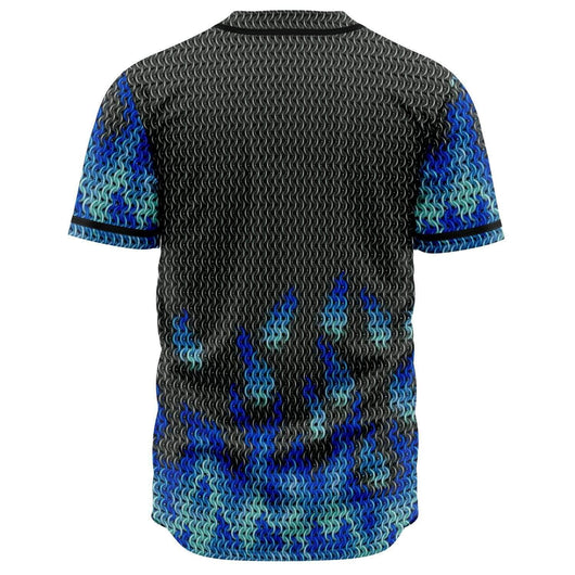 Blue Chainmail Flames Jersey - MailleWerX