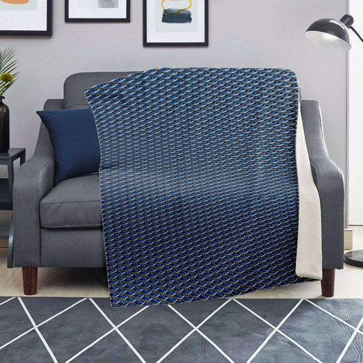 Blue Chainmail Dragonscale Microfleece Blanket - MailleWerX