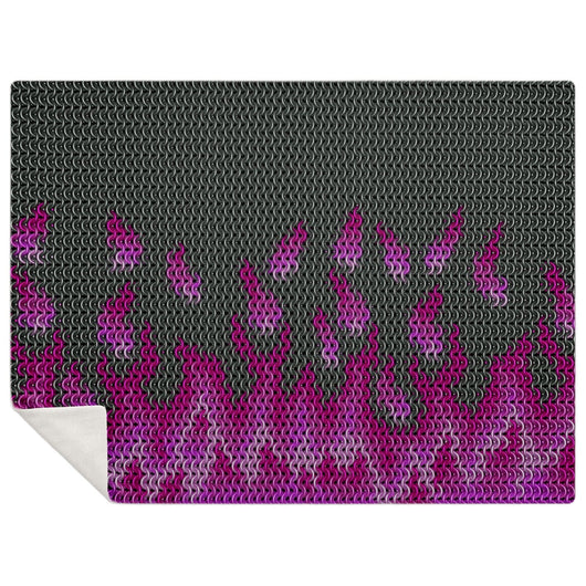 Pink Chainmail Flames Microfleece Blanket - MailleWerX