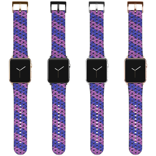 Pink and Blue Striped Chainmail Apple Watch Band - MailleWerX